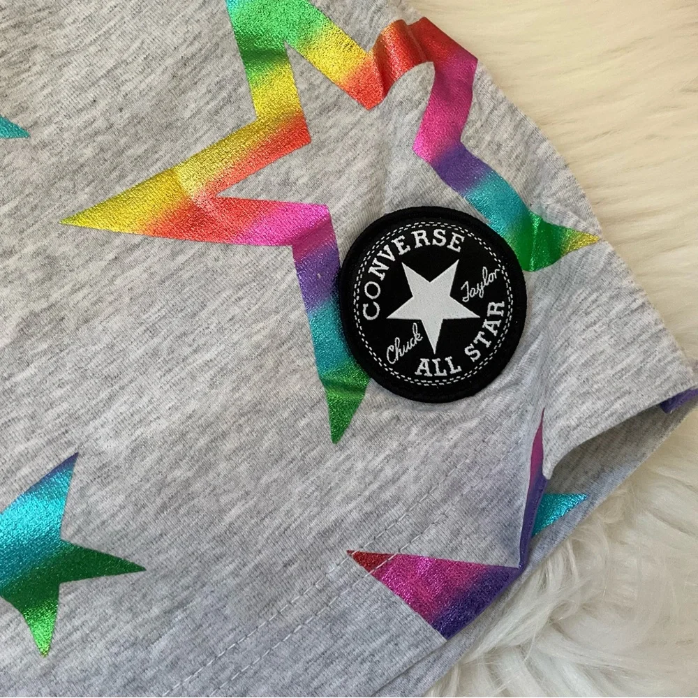 Converse Girls Patch Shine Pull-On Shorts - NWT - Size Medium 10-12 - Gray